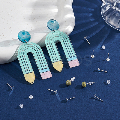925 Sterling Silver Flat Pad Stud Earring Findings STER-UN0001-39-1