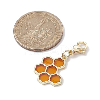 Bee & Honeycomb & Flower & Honey Jar Alloy Enamel Pendant Decorations HJEW-JM01602-1