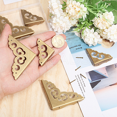 8 Sets 2 Styles Triangle Brass Corner Protectors KK-GL0001-04-1