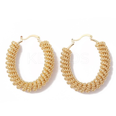 Brass Wire Wrap Spiral Oval Hoop Earrings for Women EJEW-A093-15G-1