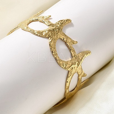 304 Stainless Steel Textured Cuff Bangles BJEW-G734-01A-G-1