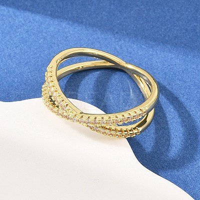 Brass Micro Pave Cubic Zirconia Finger Rings RJEW-D340-01G-05-1