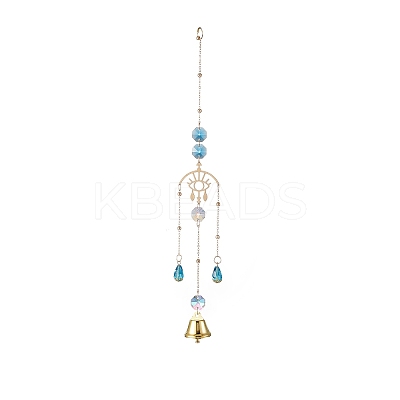 Faceted Glass Teardrop & Octagon Hanging Suncatcher HJEW-I010-02C-1