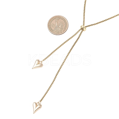 Adjustable Alloy Heart Pendant 304 Stainless Steel Box Chain Lariat Necklaces for Women NJEW-JN05902-01-1