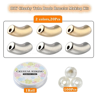 DIY Chunky Tube Beads Bracelet Making Kit DIY-YW0005-16-1