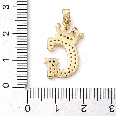 Rack Plating Brass Micro Pave Cubic Zirconia Pendants KK-D535-01G-RS-1