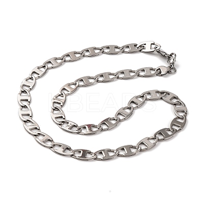 201 Stainless Steel Oval Mariner Link Chain Necklace NJEW-F222-37P-06-1