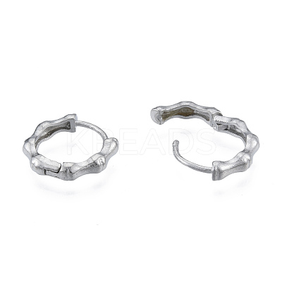 Non-Tarnish 316 Surgical Stainless Steel Bamboo Stick Hoop Earrings for Men Women EJEW-N052-12-1