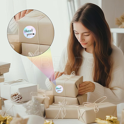 Round Dot Paper Holographic Thermal Printable Label Stickers STIC-WH0004-43-1