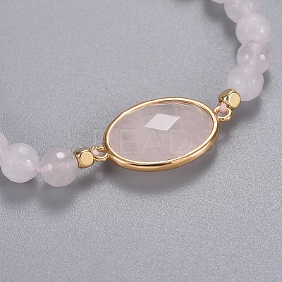 Natural Rose Quartz Braided Bead Bracelets BJEW-JB04210-01-1