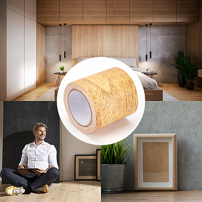 Non-woven Fabrics Imitation Wood Grain Adhesive Tape DIY-GF0005-15C-1