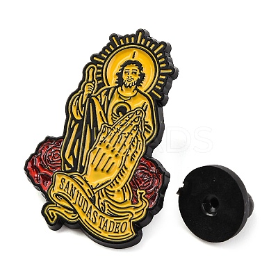Rose Flower San Judas Zinc Alloy Enamel Pins Brooch LS-JEWB-S033-03B-05-1