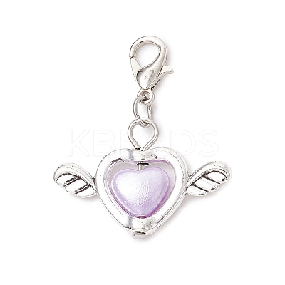 Heart & Wing Imitation Pearl Acrylic Pendant Decorations HJEW-JM03667-1