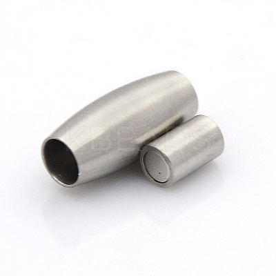 Tarnish Resistant 304 Stainless Steel Matte Surface Magnetic Clasps with Glue-in Ends STAS-O042-A-12-1