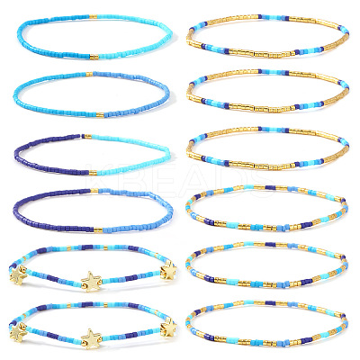 12Pcs Christmas Glass Seed Bead Stretch Bracelet Set ZO6526-4-1