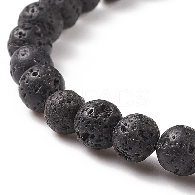 Natural Lava Rock & Gemstone Beaded Stretch Bracelet BJEW-JB08531-1