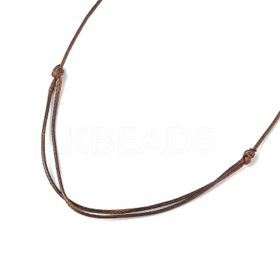 Natural Obsidian Nugget Pendant Necklace with Waxed Cord for Women NJEW-F306-01D-1