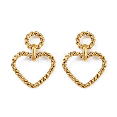 304 Stainless Steel Heart Dangle Stud Earrings EJEW-K268-32G-1