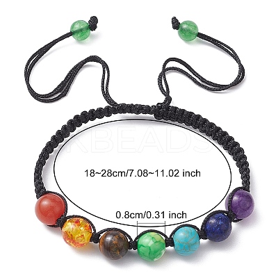 Round Natural Mixed Gemstone Braided Bead Bracelet BJEW-YW0001-11-1