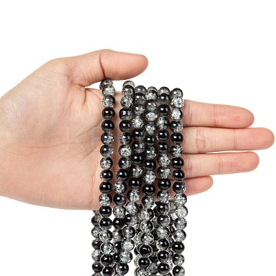 Spray Painted Crackle Glass Beads Strands CCG-Q002-8mm-11-1