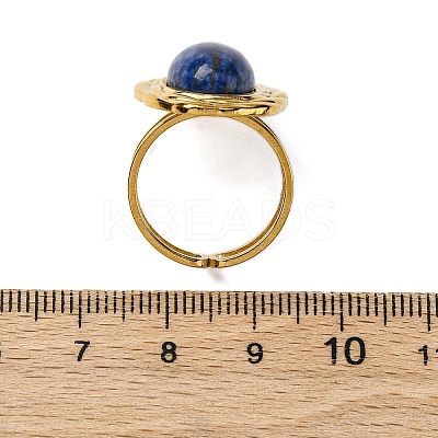 Oval Natural Lapis Lazuli Finger Rings RJEW-M063-01G-17-1