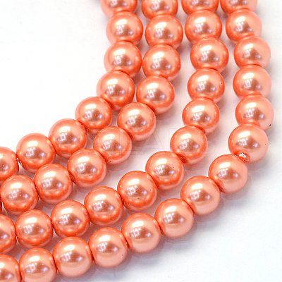 Baking Paint Pearlized Glass Pearl Round Bead Strands HY-Q330-8mm-77-1