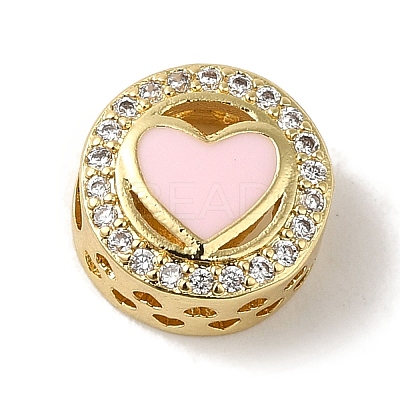 Rack Plating Brass Micro Pave Clear Cubic Zirconia with Enamel Beads KK-P267-17G-1