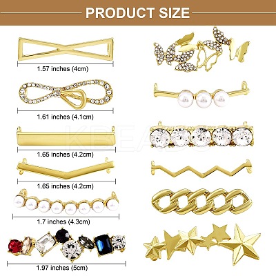 13Pcs 13 Styles Zinc Alloy Shoes Buckle Clips FIND-SZ0001-46G-1