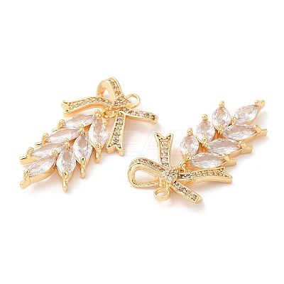 Brass & Cubic Zirconia & Glass Pendants X-KK-F860-61G-1