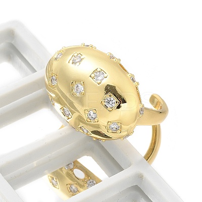 Brass Micro Pave Clear Cubic Zirconia Cuff Rings RJEW-M029-04G-1