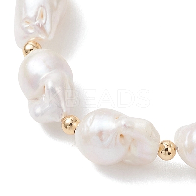 Natural Baroque Pearl Keshi Pearl Beaded Bracelets BJEW-JB13336-1