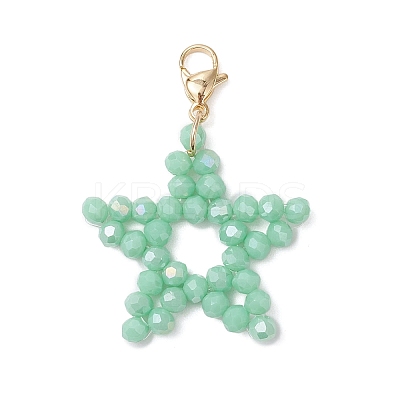 4Pcs 4 Colors Electroplate Glass Star Pendant Decorations HJEW-TA00411-1