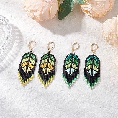 Handmade Glass Seed Beads Dangle Earrings EJEW-MZ00561-1