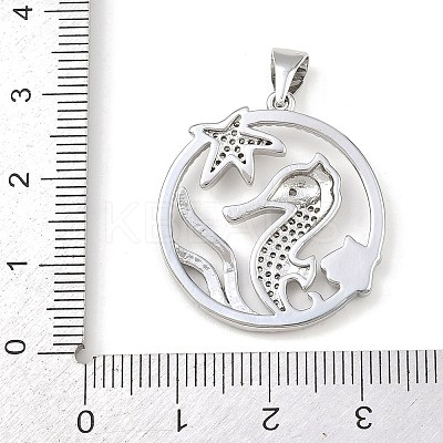 Ocean Brass Micro Pave Cubic Zirconia Pendants LS-KK-K411-04B-P-1