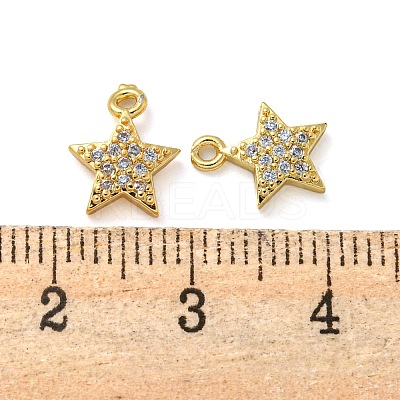 Rack Plating Brass Micro Pave Clear Cubic Zirconia Charms KK-Z045-12G-1