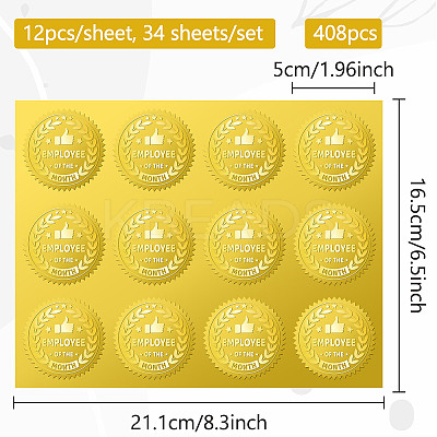34 Sheets Self Adhesive Gold Foil Embossed Stickers DIY-WH0509-027-1
