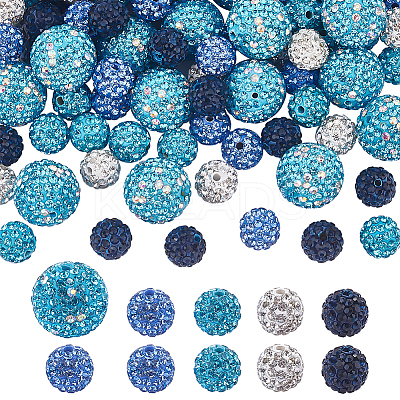 100Pcs 5 Colors Polymer Clay Pave Rhinestone Beads RB-OC0001-10A-1