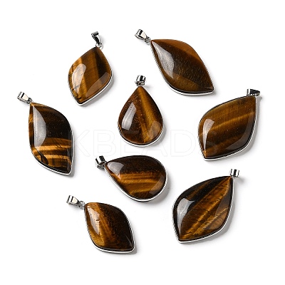 Natural Tiger Eye Pendants G-R486-03P-C-1