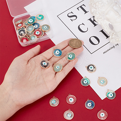 36Pcs 6 Colors Epoxy Resin Enamel Pendants RESI-AR0001-31-1