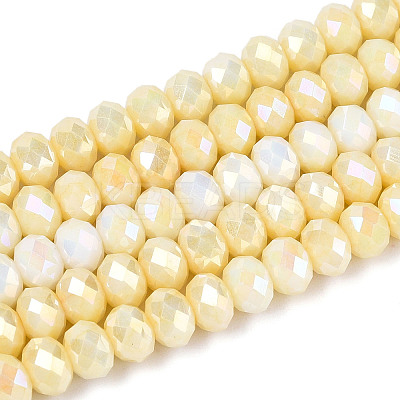 Anti-Tarnish Electroplate Rondelle Glass Beads Strands EGLA-T021-6mm-17-04-1