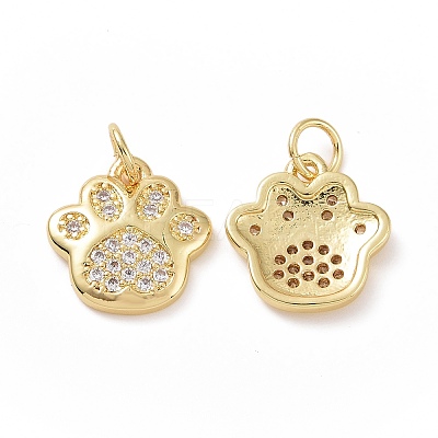 Brass Cubic Zirconia Charms ZIRC-I062-34G-1