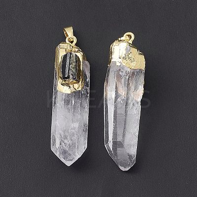 Natural Quartz Crystal Pointed Big Pendants G-P491-12G-1