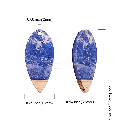 16Pcs 4 Colors Opaque Resin & Walnut Wood Pendants RESI-CJ0001-208-1
