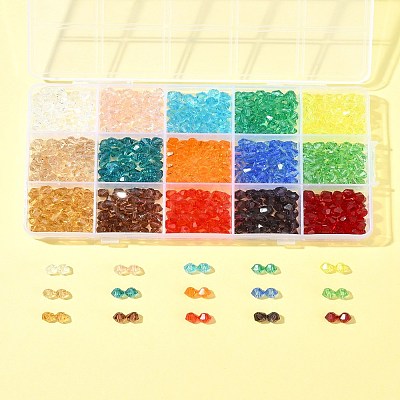 15 Strands 15 Colors Transparent Glass Beads Strands EGLA-FS0001-46-1