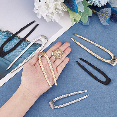 6Pcs 6 Style Alloy Hair Forks OHAR-CP0001-06-1