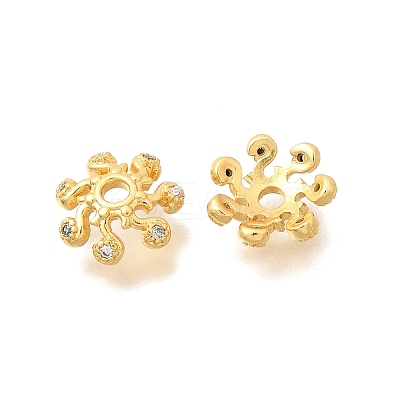 Brass Micro Pave Clear Cubic Zirconia Bead Caps KK-G600-19G-1