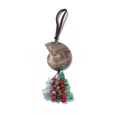 Natural Mixed Gemstone Chips Big Pendant Decotations HJEW-A006-01-1