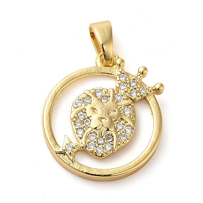Brass Micro Pave Clear Cubic Zirconia with Acrylic Pendants KK-G483-12G-1
