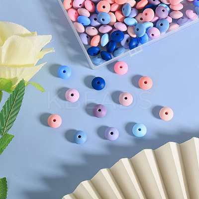 180Pcs 12 Colors Rondelle Food Grade Eco-Friendly Silicone Abacus Beads SIL-CA0003-18-1