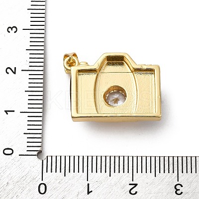 Brass Micro Pave Cubic Zirconia & Enamel Pendants X-KK-Q098-36G-A-1
